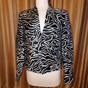 Talbots Black and White Animal Print Jacket Size 10
